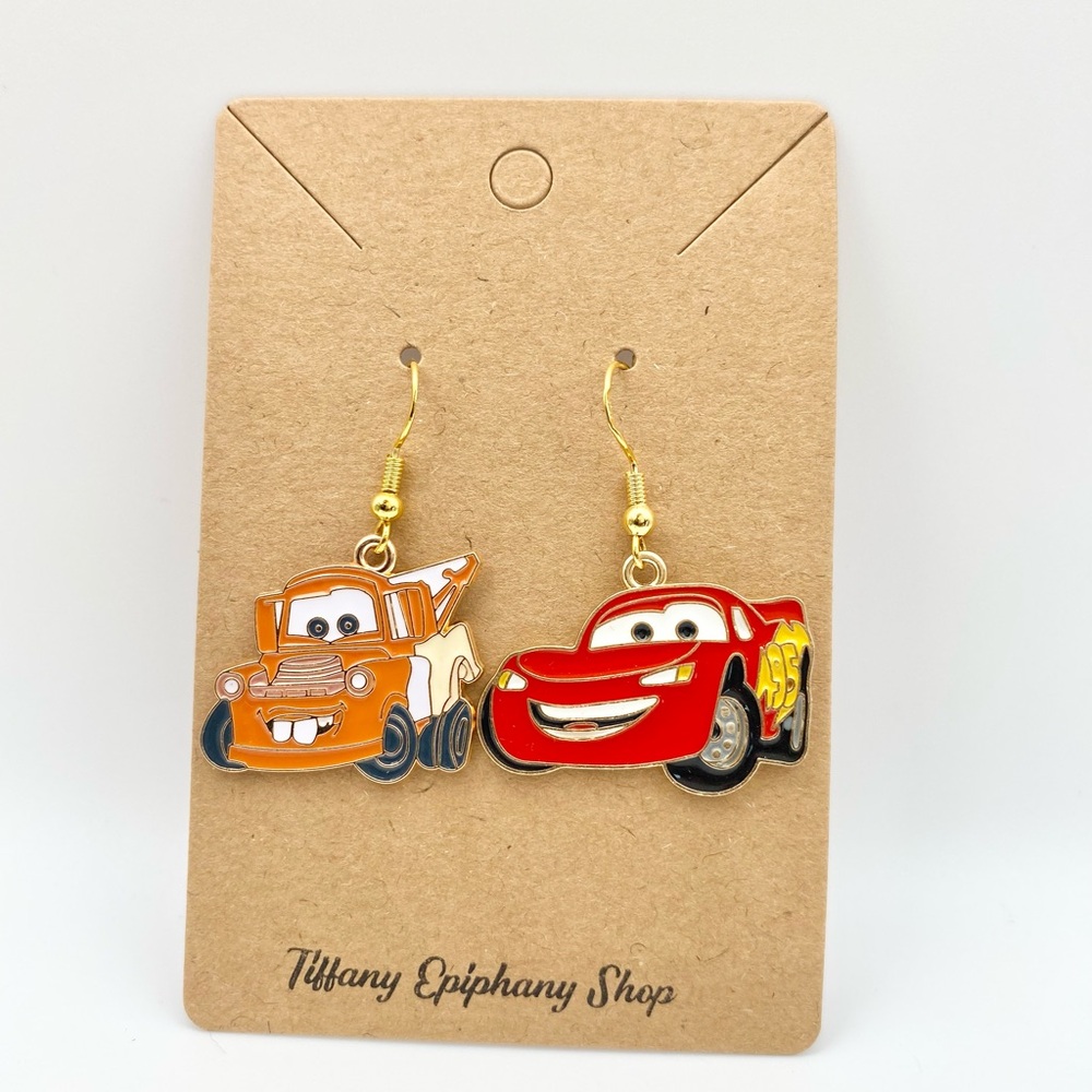 Pixar inspired Lightning McQueen and Mater earrings from Cars NWT - Picture 13 of 17